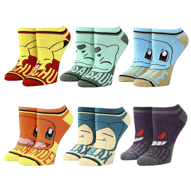 Pokemon Character Names Ankle Socks 6 Pair Set