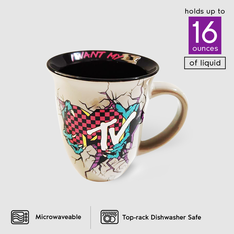 MTV Classic Logo Monster Eye Ceramic Wide Rim Mug 16 oz