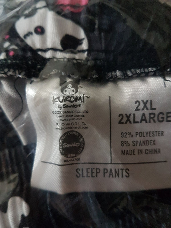 Kuromi Poses Plaid Sleep Pajama Pants with Drawstring and Pockets