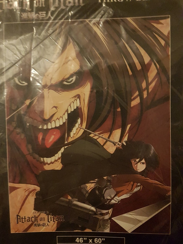 Attack On Titan Eren & Mikasa Fleece Throw Blanket