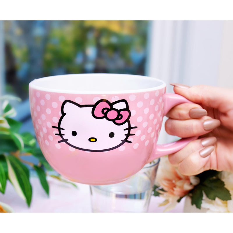 Hello Kitty Face and Polka Dots Ceramic Soup Mug 24 oz