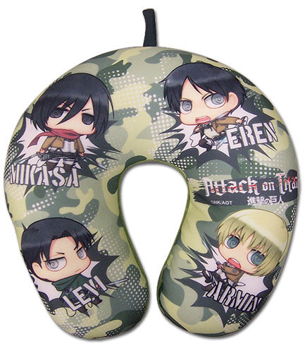 Attack On Titan Characters Green Camo Style Neck Pillow