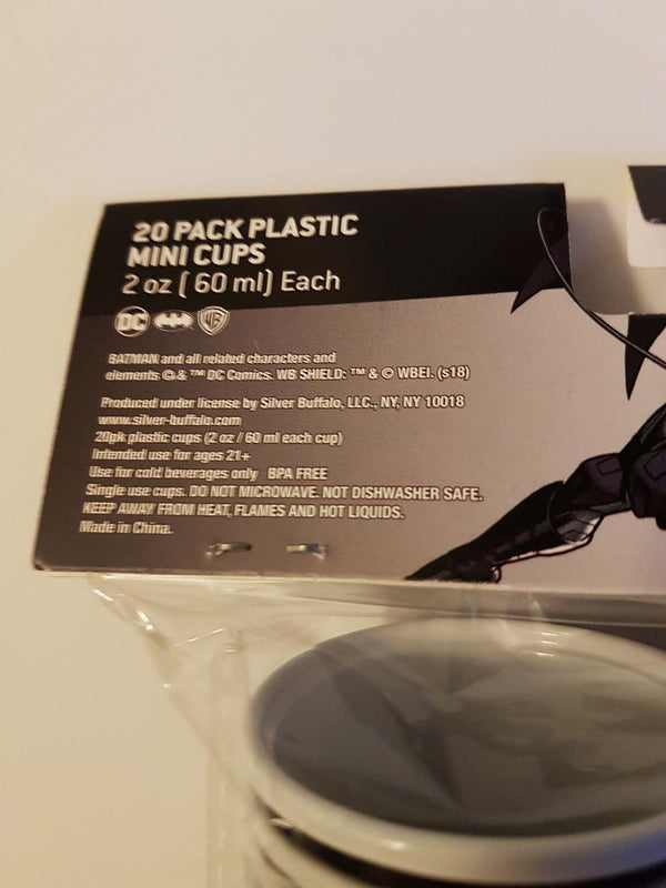 Batman Logo 20 Pack Plastic Mini Cups 2 oz BPA Free