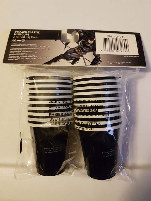 Batman Logo 20 Pack Plastic Mini Cups 2 oz BPA Free