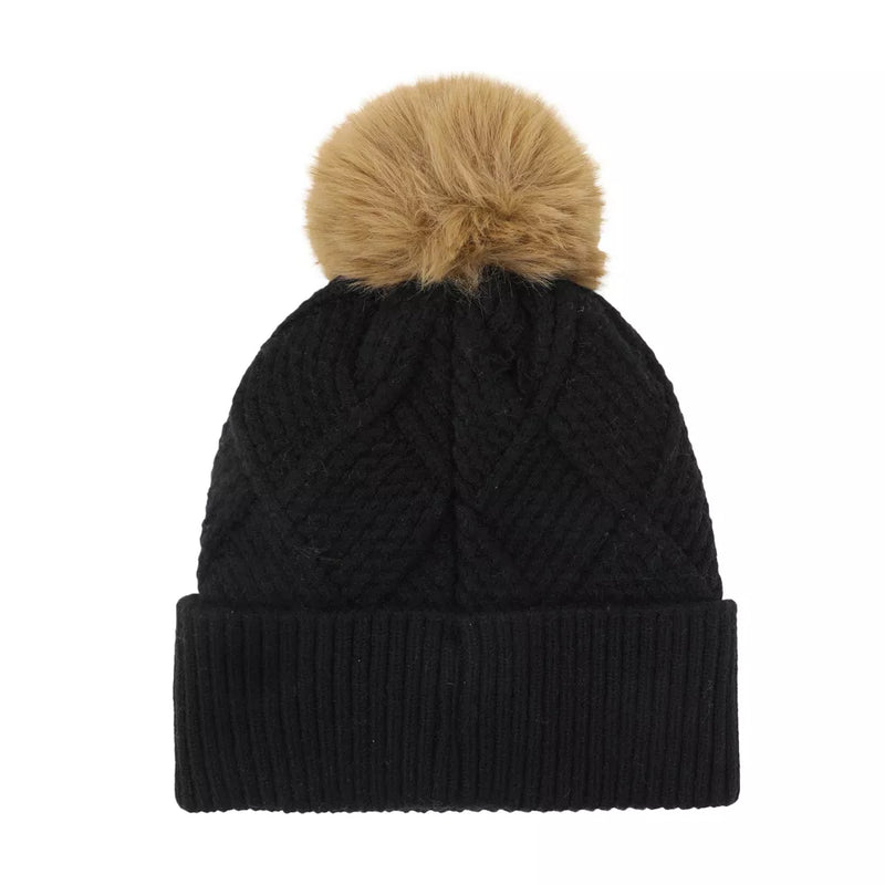 Disney Mickey Mouse Knitted Cuff Beanie Hat With Pom