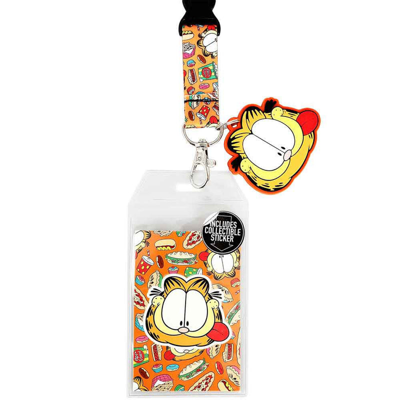 Garfield Food All Over Lanyard With Face Charm