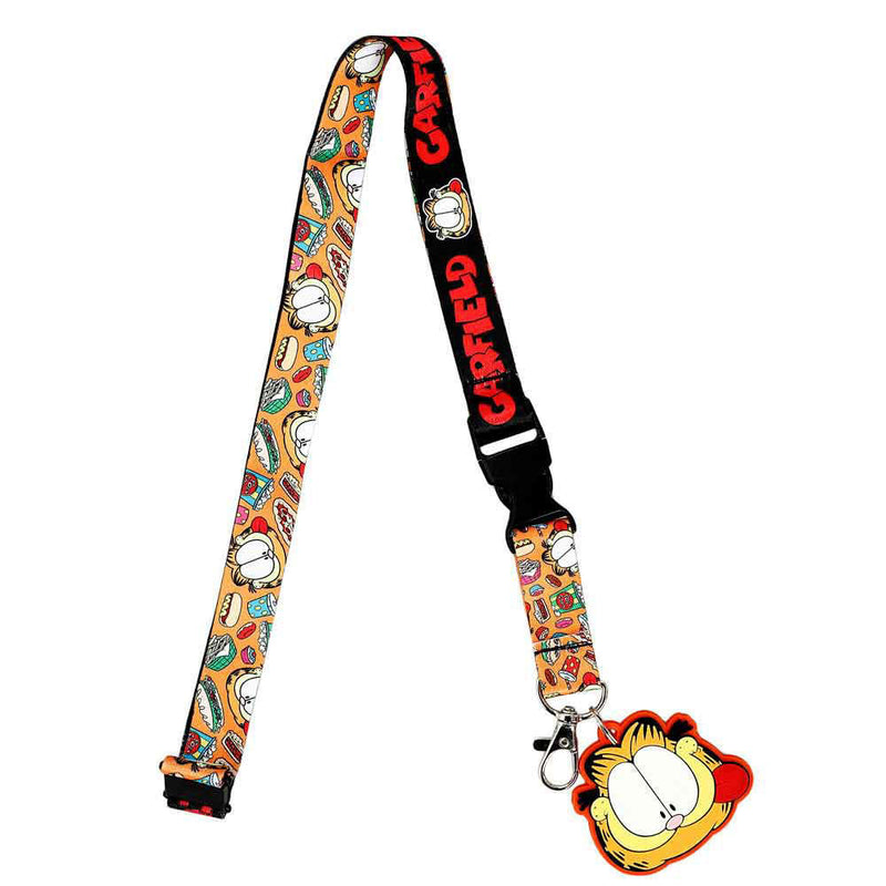 Garfield Food All Over Lanyard With Face Charm