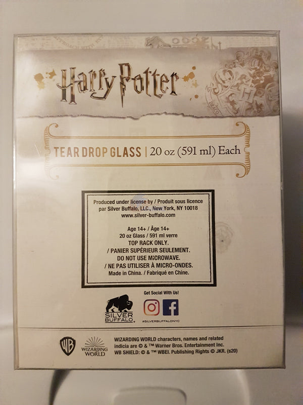 Harry Potter Hogwarts Crest Tear Drop Wine Glass 20 oz