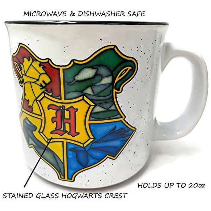 Harry Potter Hogwarts Stained Glass Crest Camper Mug 20oz