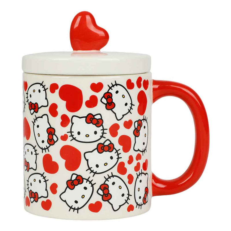 Hello Kitty Hearts All Over Mug With Heart Lid