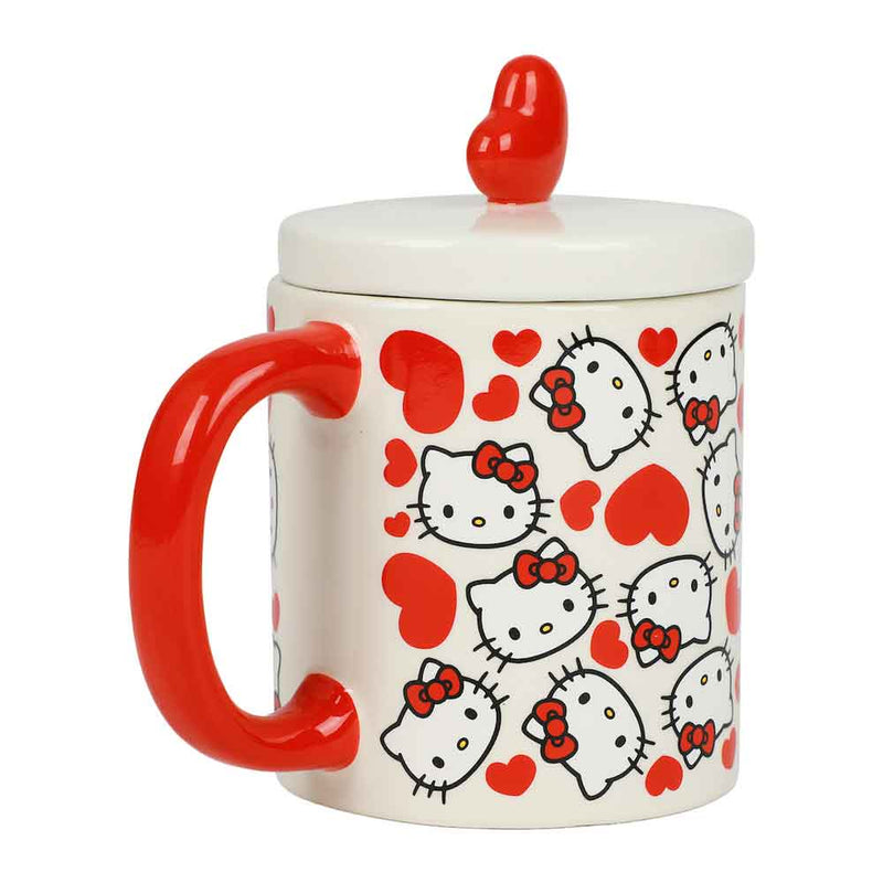 Hello Kitty Hearts All Over Mug With Heart Lid