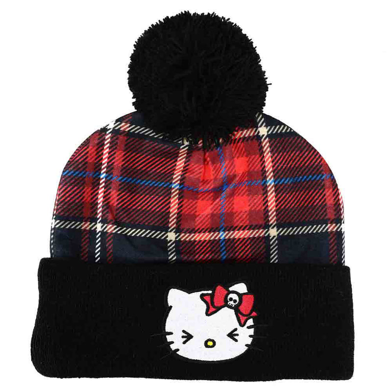 Hello Kitty Punk Plaid Pom Beanie Hat