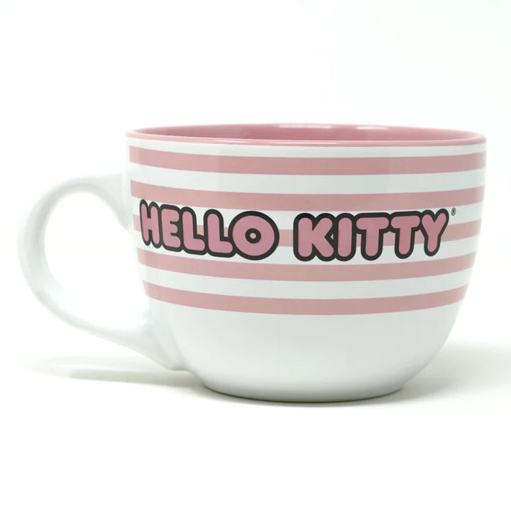 Hello Kitty Pink Striped Ceramic Mug 24 oz