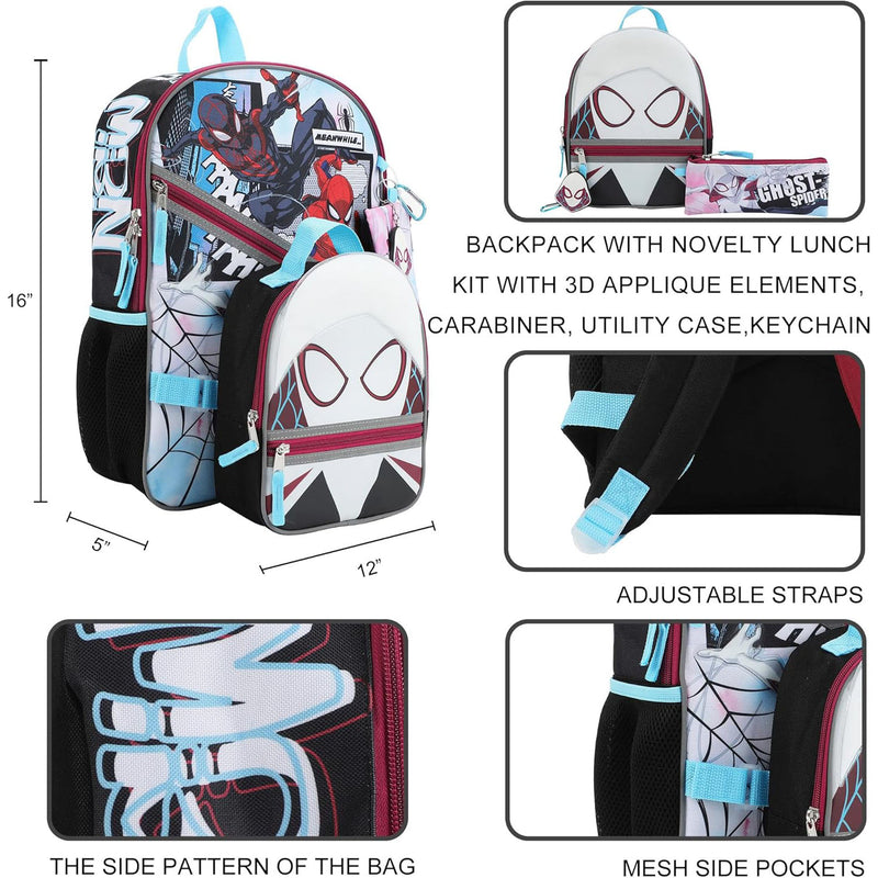 Marvel Spider-Gwen 5 Piece Youth Backpack Set