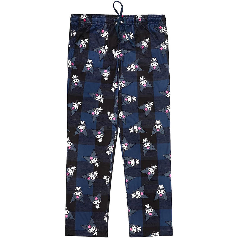Kuromi Poses Plaid Sleep Pajama Pants with Drawstring and Pockets
