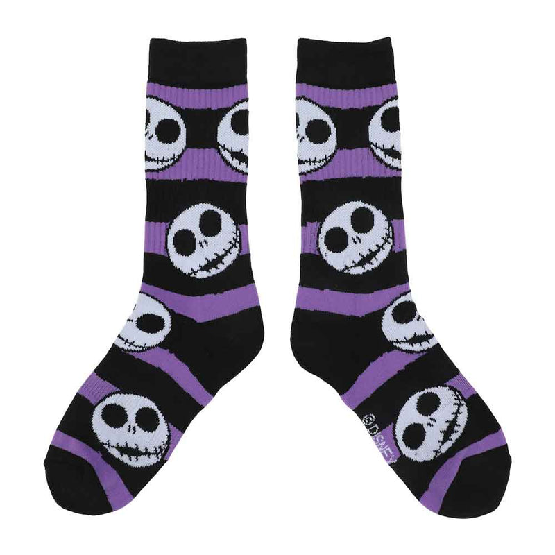 Nightmare Before Christmas Jack AOP Adult Black & Purple Athletic Crew Socks