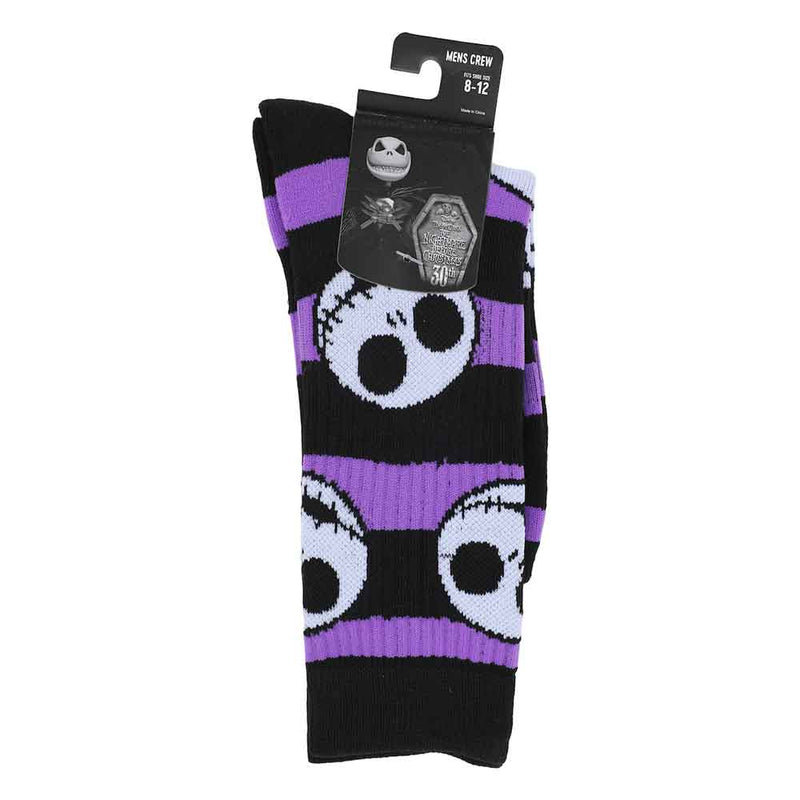 Nightmare Before Christmas Jack AOP Adult Black & Purple Athletic Crew Socks