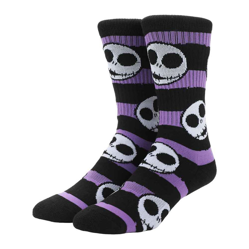 Nightmare Before Christmas Jack AOP Adult Black & Purple Athletic Crew Socks