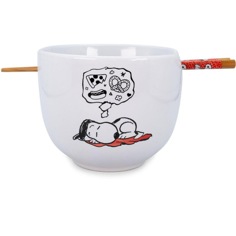 Peanuts Munch Time Ceramic Ramen Bowl With Wooden Chopsticks