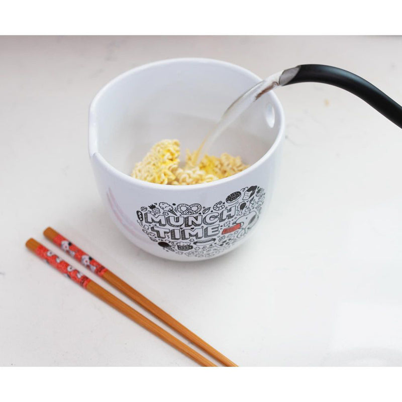Peanuts Munch Time Ceramic Ramen Bowl With Wooden Chopsticks
