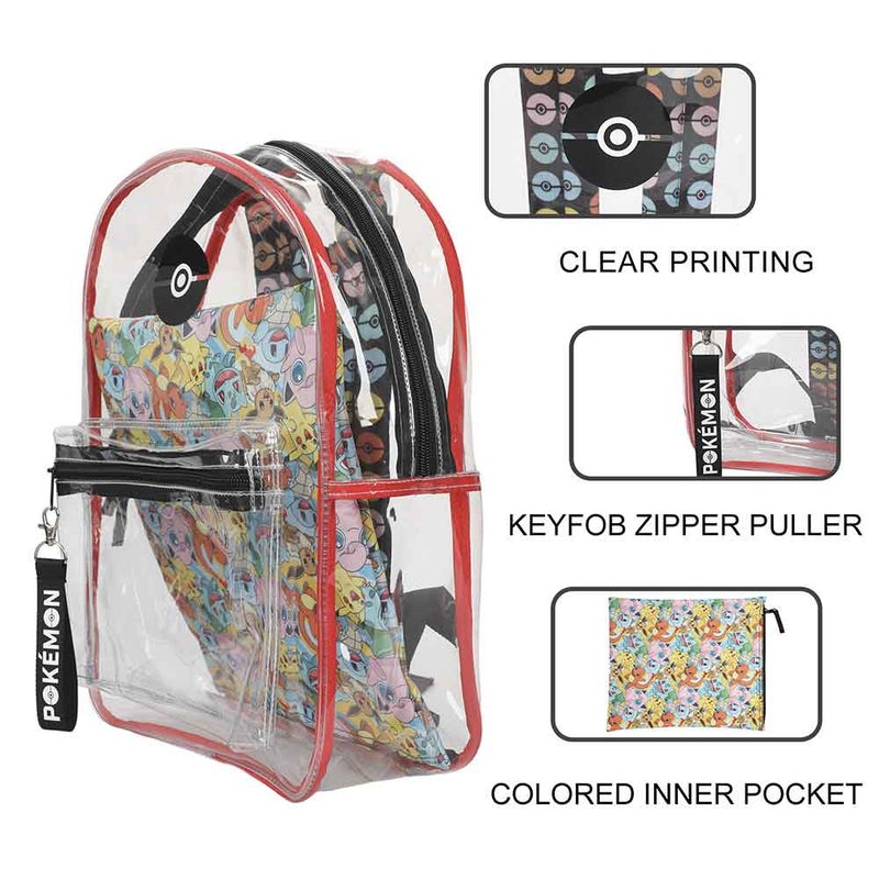 Pokemon Clear Backpack With Utility Case