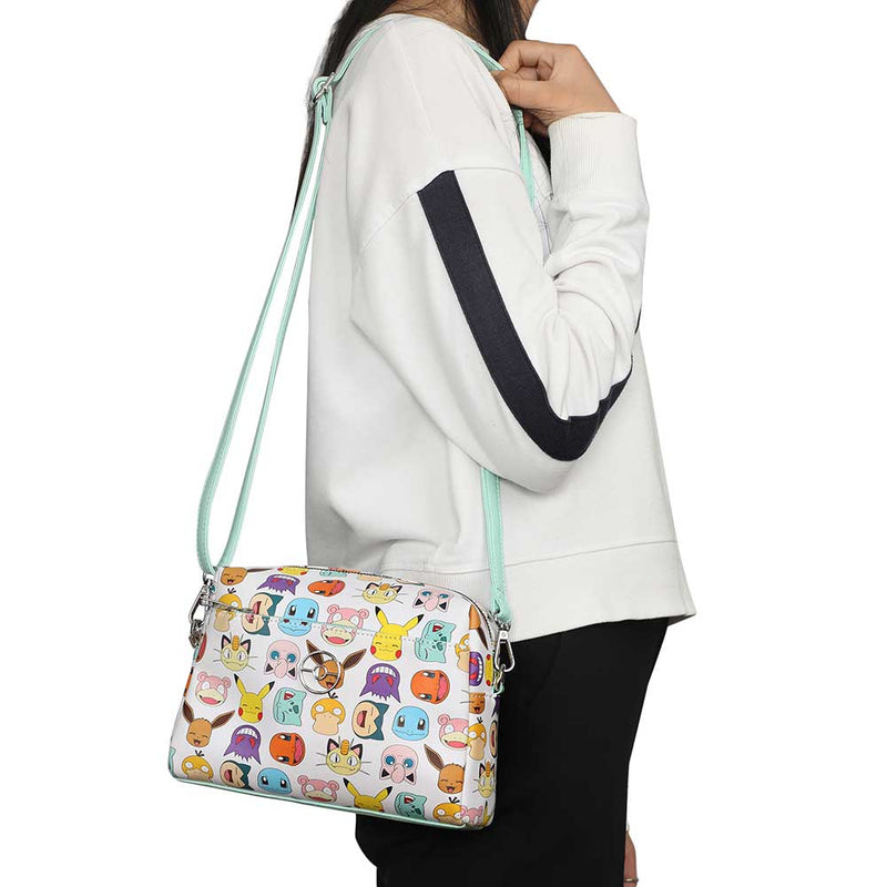 Pokemon Faces All Over Crossbody Satchel Bag
