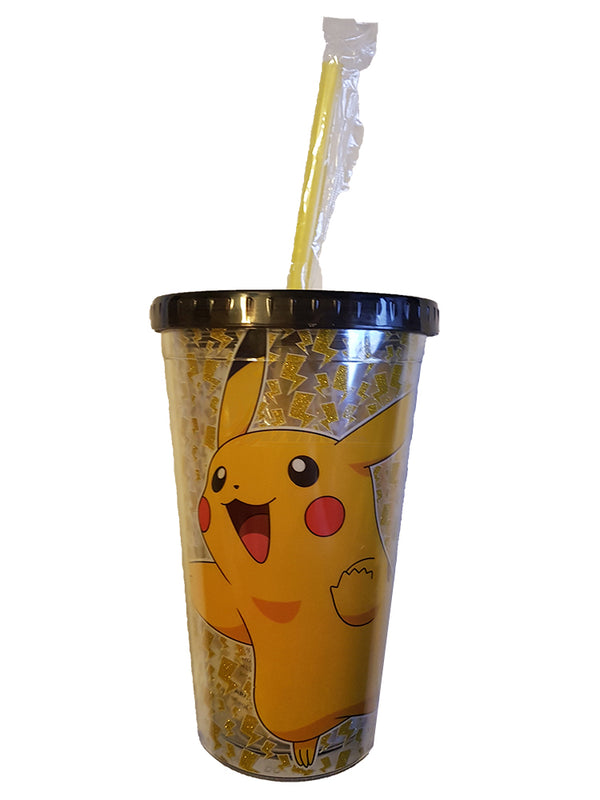 Pokemon Pikachu Lightning Bolts Travel Tumbler 16 oz