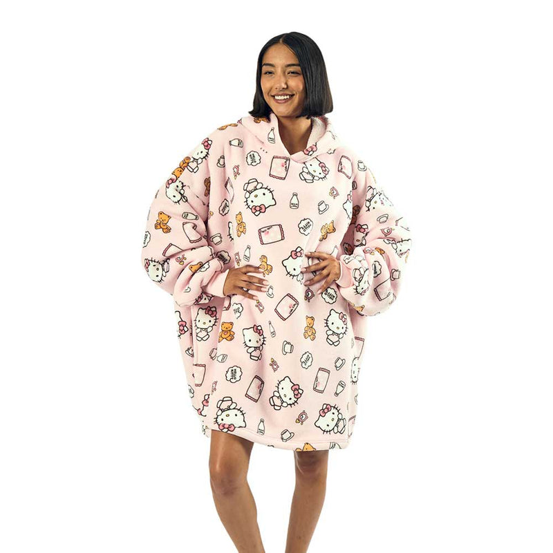 Sanrio Hello Kitty All Over Pink Oversized Hoodie Blanket