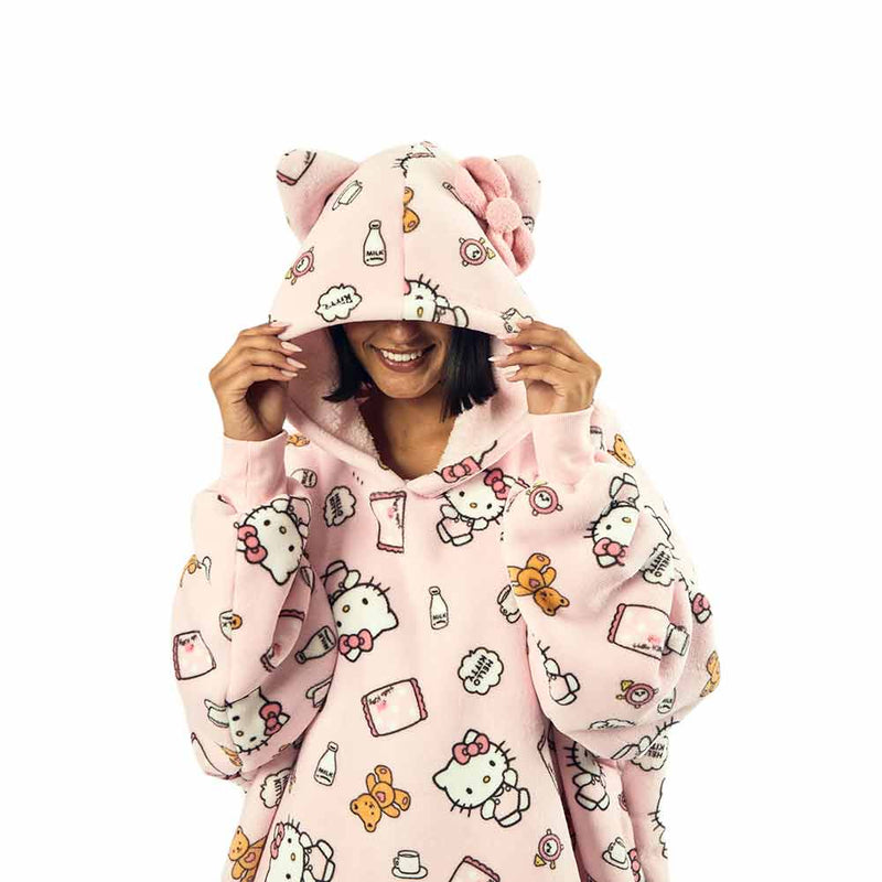 Sanrio Hello Kitty All Over Pink Oversized Hoodie Blanket