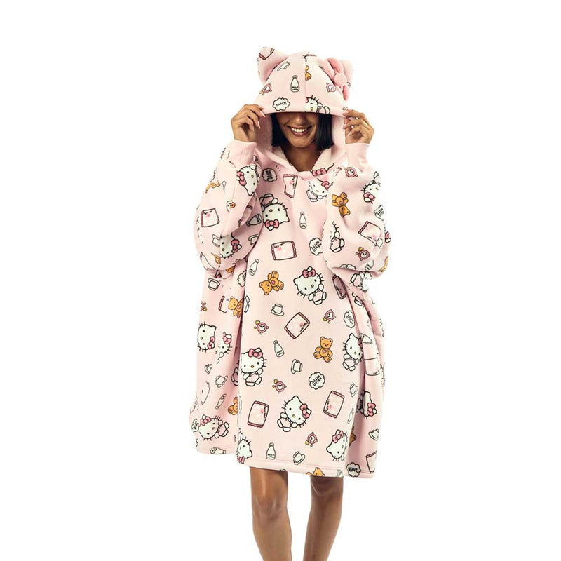 Sanrio Hello Kitty All Over Pink Oversized Hoodie Blanket