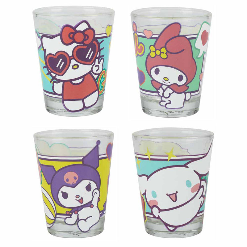 Sanrio Hello Kitty My Melody Kuromi & Cinnamoroll Shot Glass 4-Pack