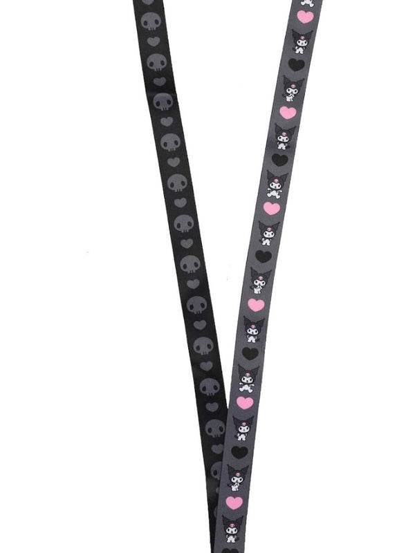 Sanrio Kuromi Hearts & Skulls Lanyard W/ Charm