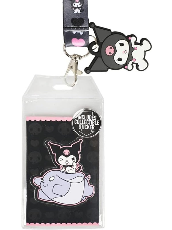 Sanrio Kuromi Hearts & Skulls Lanyard W/ Charm