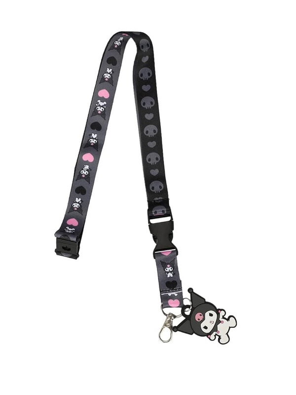 Sanrio Kuromi Hearts & Skulls Lanyard W/ Charm