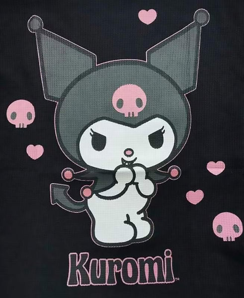 Sanrio Kuromi Juniors Black Long Sleeve Thermal Henley Shirt