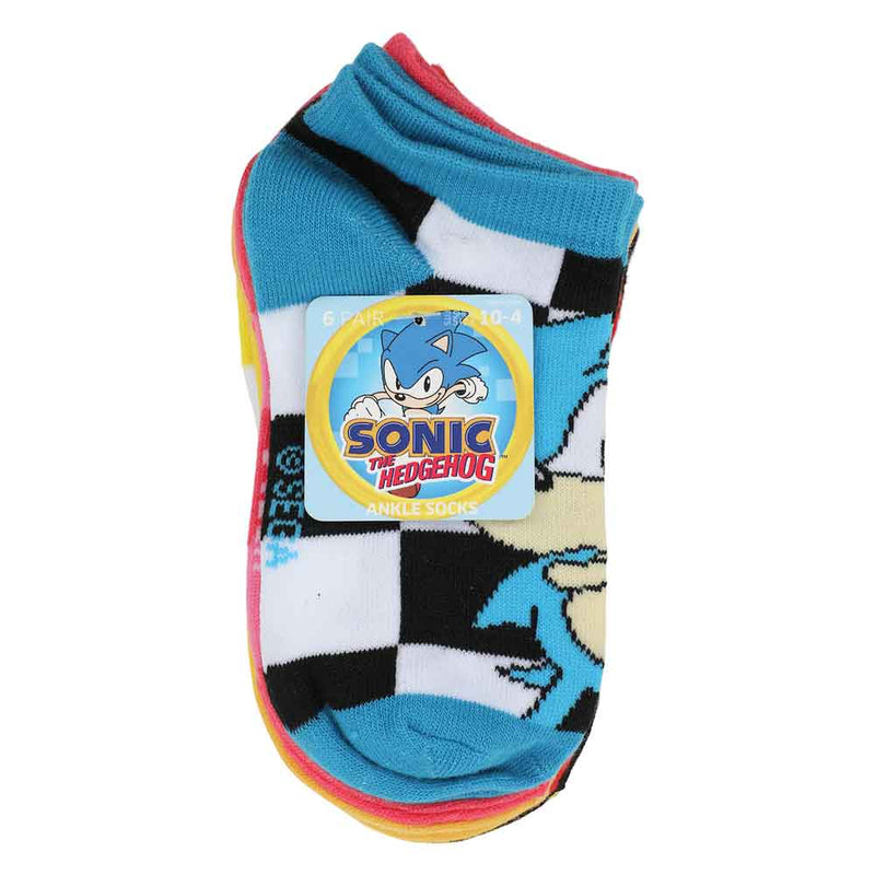 Sonic the Hedgehog Characters Youth 6 Pack Ankle Socks