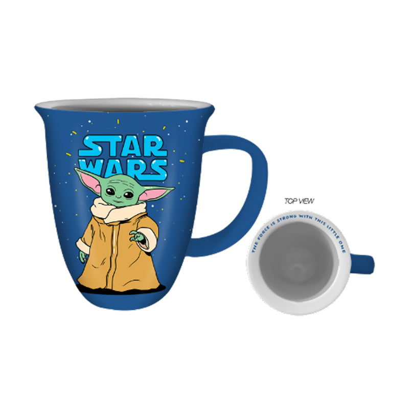 Star Wars The Mandalorian Grogu Tasse en céramique bleue 16 oz
