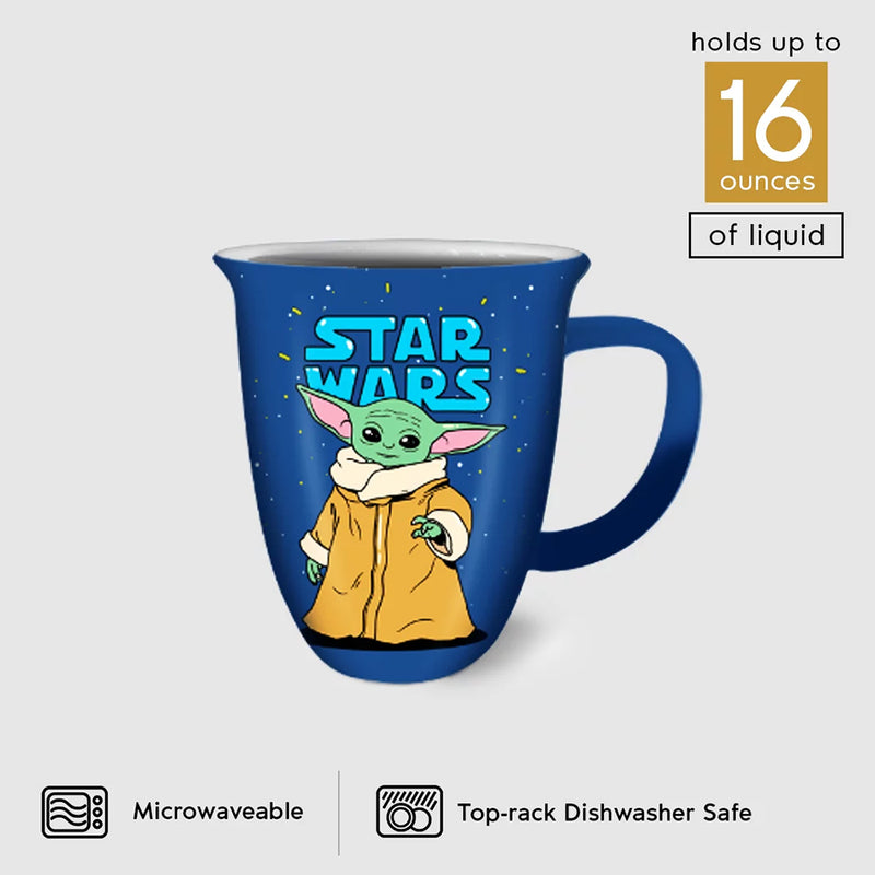 Star Wars The Mandalorian Grogu Tasse en céramique bleue 16 oz