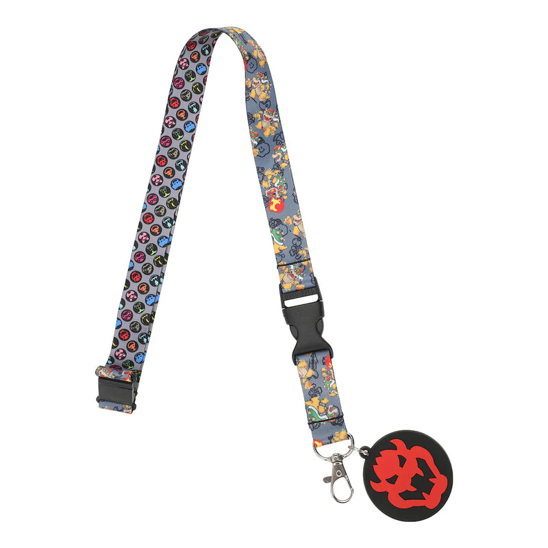 Super Mario Bowser All Over Lanyard With Charm