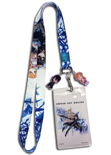 Sword Art Online Asuna & Kirito Blue Lanyard W/ Metal Charms