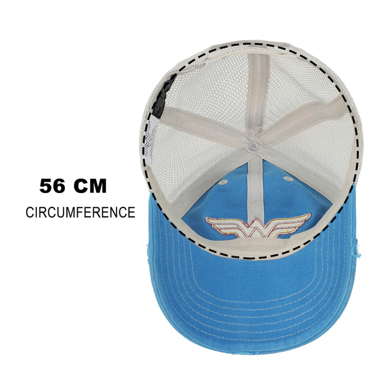 Wonder Woman Classic Logo Distressed Fabric Snapback Hat