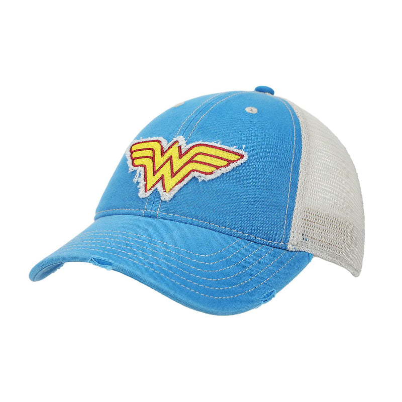 Wonder Woman Classic Logo Distressed Fabric Snapback Hat