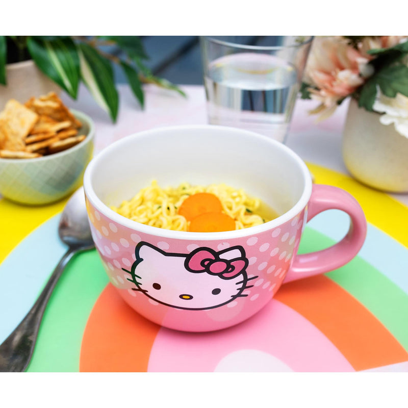 Hello Kitty Face and Polka Dots Ceramic Soup Mug 24 oz
