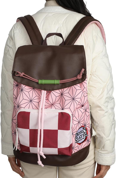 Demon Slayer Nezuko Pink Backpack – Official Inspired with Bamboo Gag Design