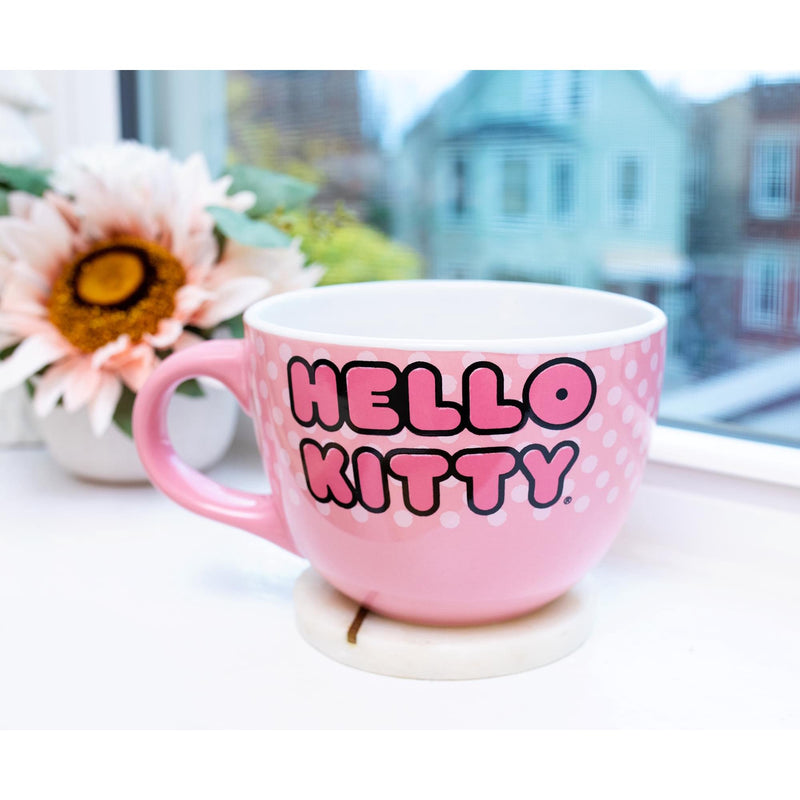 Hello Kitty Face and Polka Dots Ceramic Soup Mug 24 oz