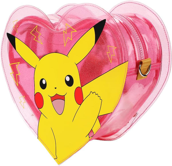 Pokémon Pikachu Heart-Shaped Pink Backpack – Official Inspired with Lightning Bolts & Convertible Design