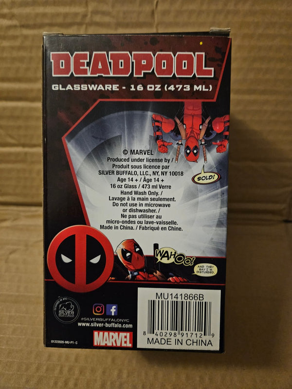 Marvel Deadpool Logo Pint Glass 16 oz