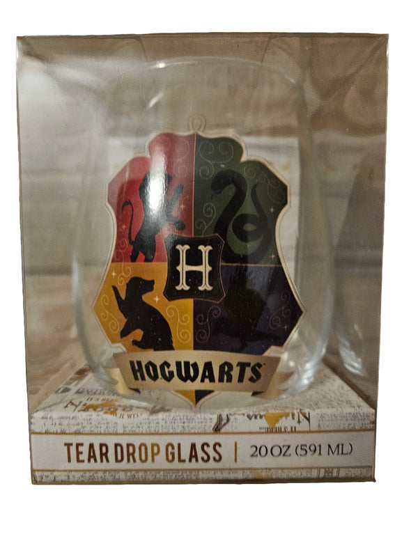 Harry Potter Hogwarts Crest Animals Tear Drop Wine Glass 20 oz