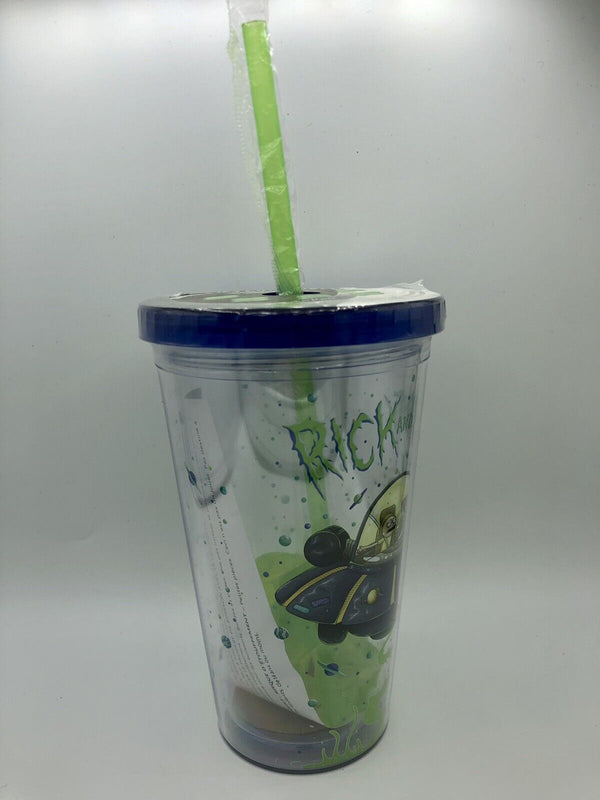Rick and Morty Tumbler With Spaceship Ice Cubes