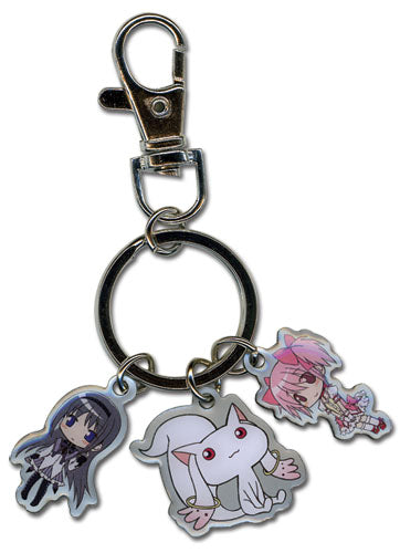 Madoka Magica Kyubey, Madoka & Homura Metal Keychain
